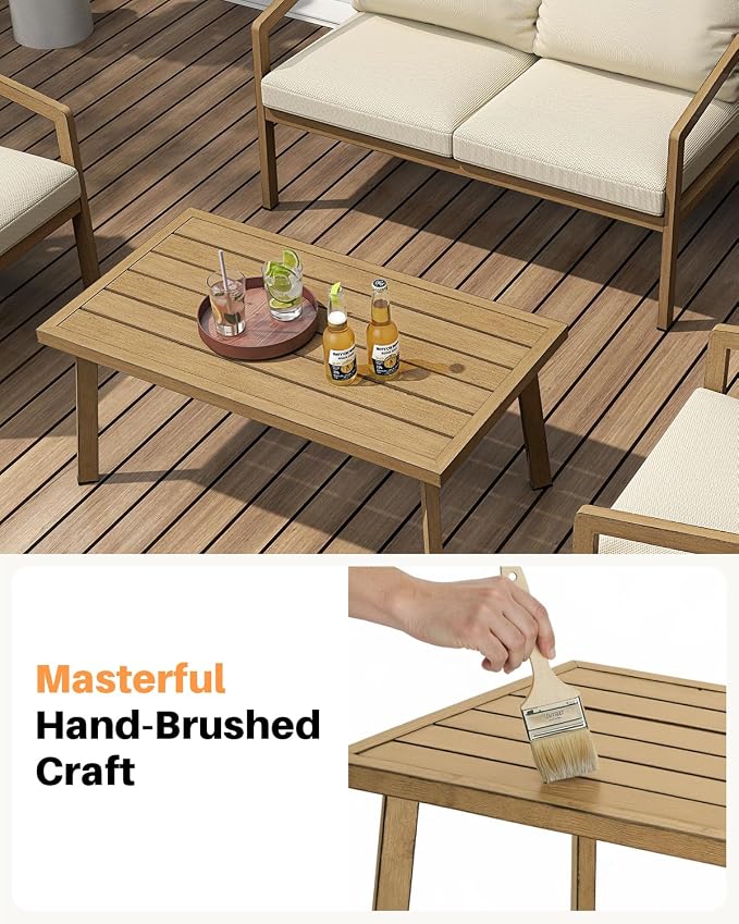 Patio Coffee Table, Never-Rust Aluminum Outdoor Coffee Table - Image 6