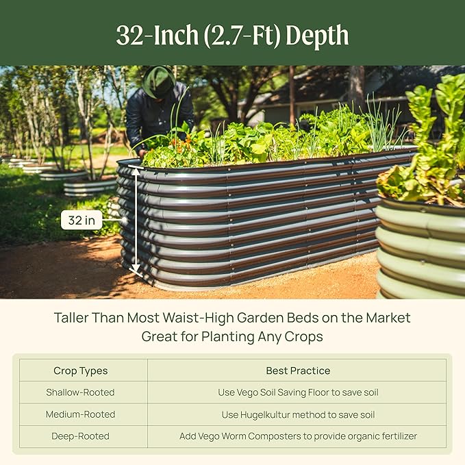 32" Extra Tall Raised Garden Bed Kits, 3.5 x 3.5 x 2.7ft Raised Planter Box - Image 5