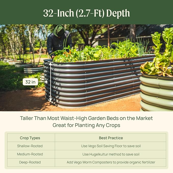 32" Extra Tall Raised Garden Bed Kits, 2.5 x 9.5 x 2.7ft Deep Root 10 in 1 - Image 5