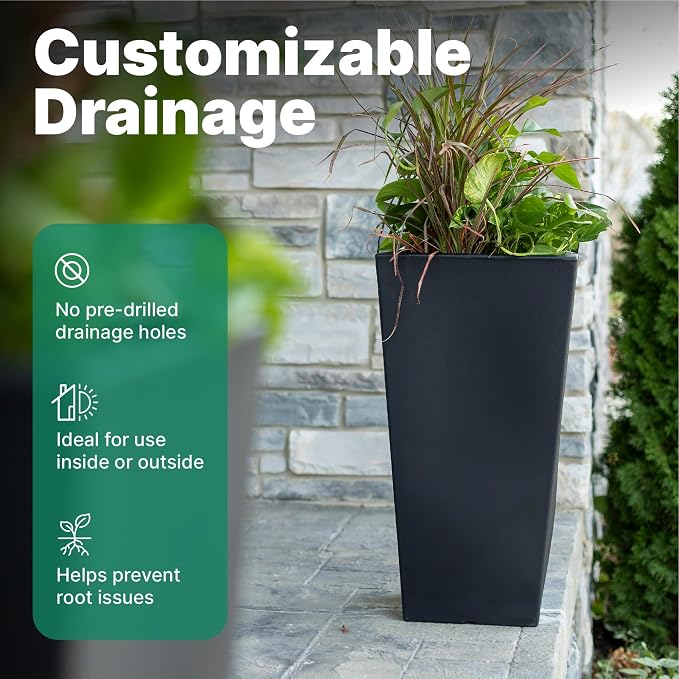 Step2 Tremont Tall Square Tapered Planter, Indoor/Outdoor Plants, Efficient - Image 7