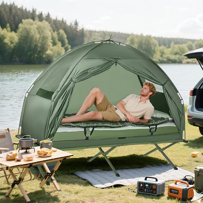 Outsunny Camping Tent Cot, Folding Tent Cot Combo - Image 9