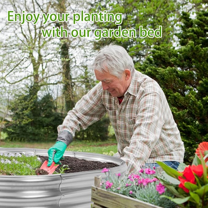 Oval Galvanized Planter Box, Metal Raised Garden Bed - Image 4