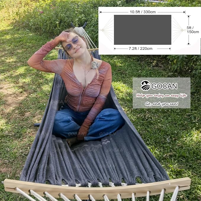 Double Hammock 2 Person Extra Large 220x150cm Total Length 330cm Load 500lb - Image 2