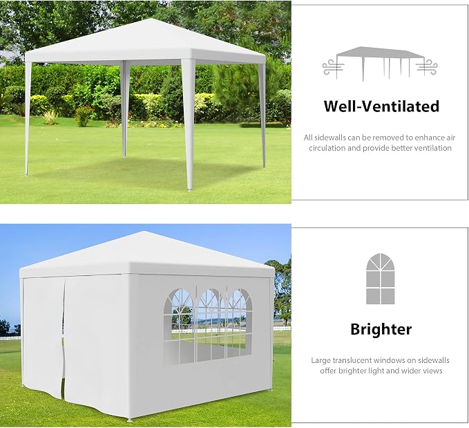 Smartxchoices 10' X 10' Outdoor White Waterproof Gazebo Canopy Tent - Image 2