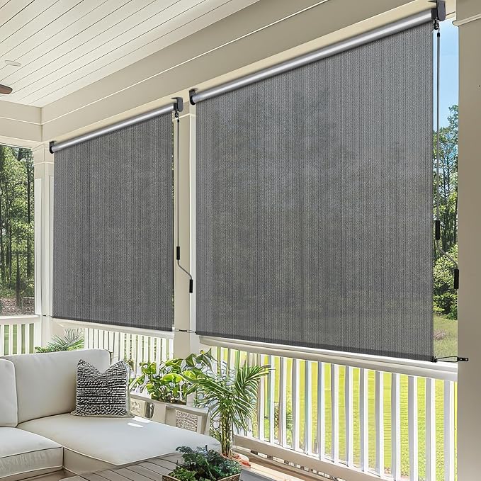 LIFERUN Outdoor Roller Sun Shade 8' W x 8' H, HDPE Shade Cloth - Image 8