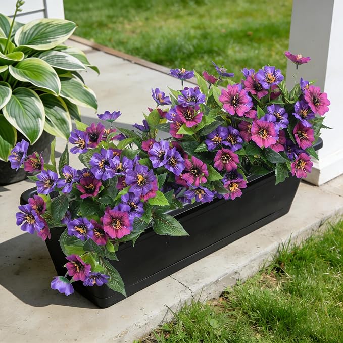 Fake Artificial Flowers for Outdoors Decoration, 4 Bundles Silk Faux Spring - Image 3