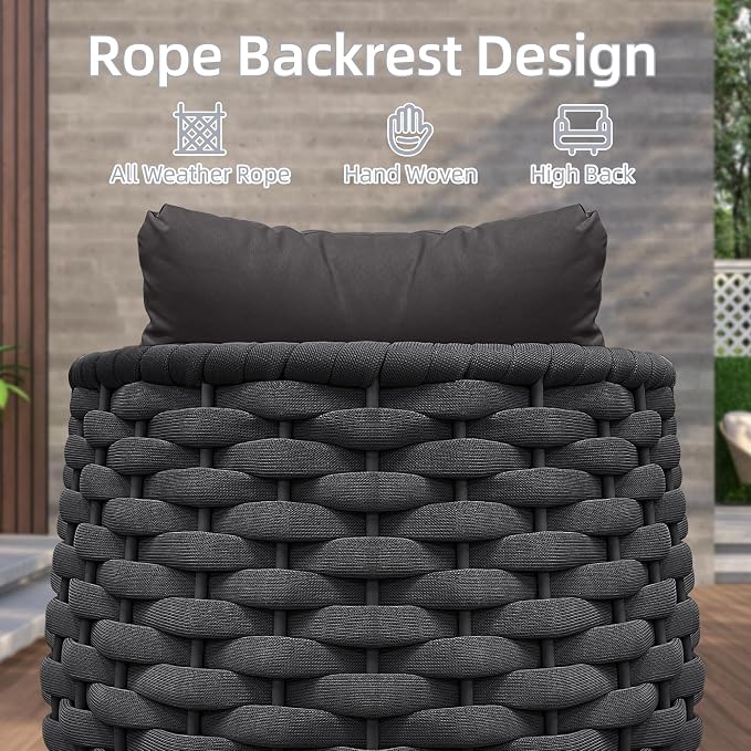 TWT Patio Sofa All-Weather Textilene Rope Balcony Furniture - Image 4