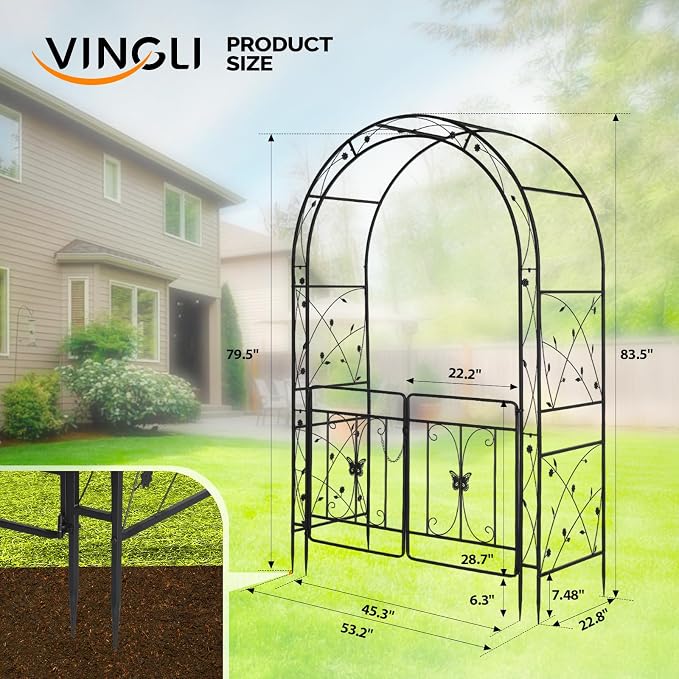 VINGLI Garden Arbor Arch, Wedding Arch Archway - Image 5