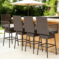 COSTWAY Outdoor Wicker Bar Stools Set of 4, Armrest and Backrest, Patio Bar by COSTWAY