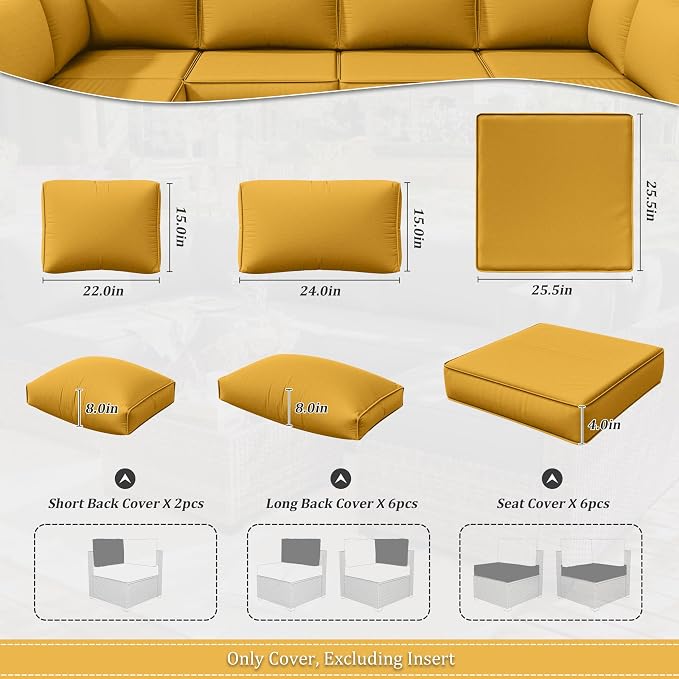 14 Pcs Outdoor Cushion Slipcovers Outdoor Patio Cushion Covers Replacement - Image 2