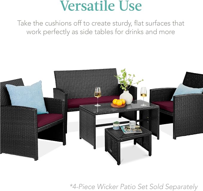 Best Choice Products Set of 2 Wicker Ottomans, Additional Seating, Side Table - Image 4