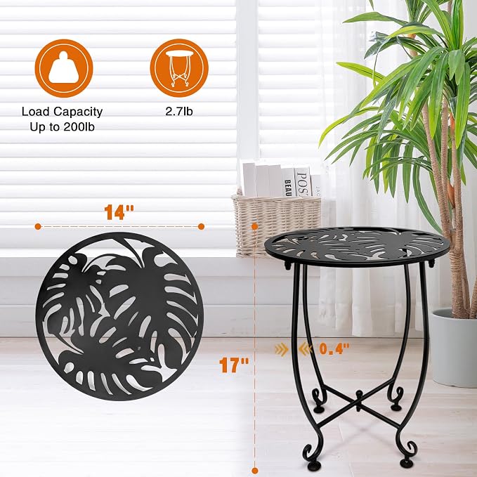 Outdoor Side Table for Small Spaces, Versatile 14 Inch Round Metal End Table - Image 3