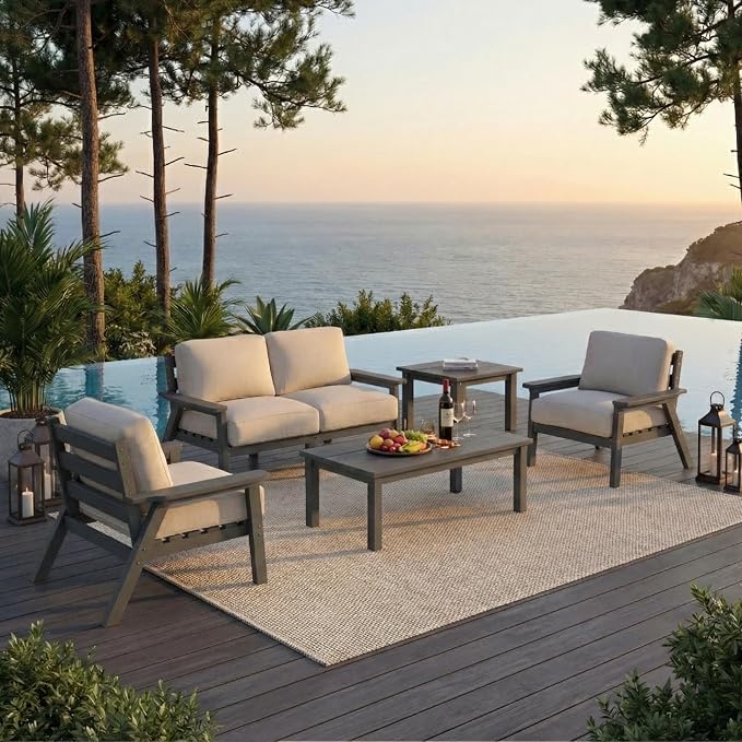HDPE Patio Furniture Set 4 Seats, Outdoor Couch by YourPerfectOutdoorEscape