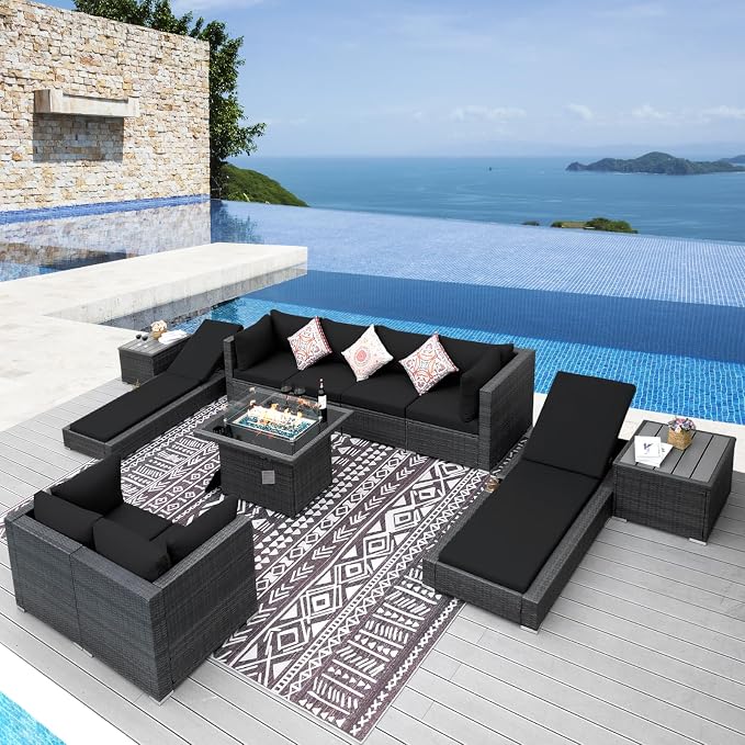 NICESOUL 11 Piece Sectional Patio Set by NICESOUL