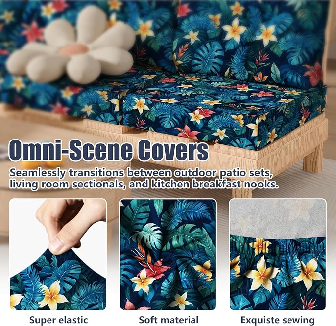 8Pcs Square Small Stretch Patio Cushion Covers, Couch & Sofa Replacement - Image 4