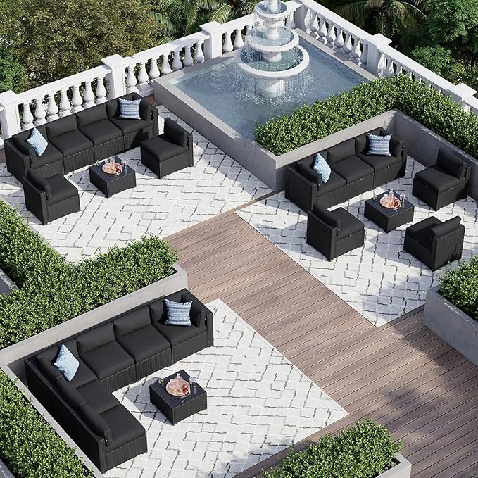 Aoxun 7 Piece Patio Furniture Set, Wicker Rattan Patio Sectional Sofa, Outdoor - Image 7