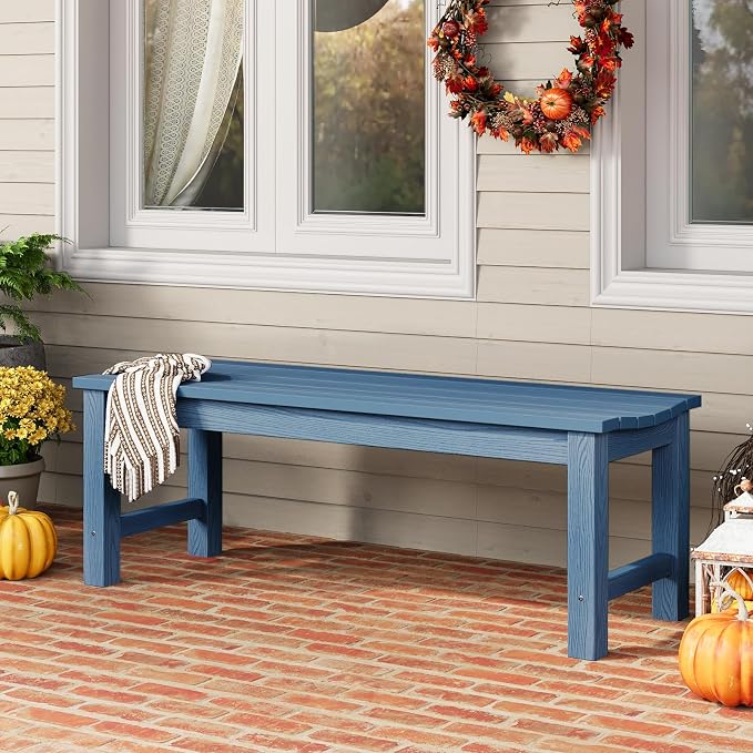 Outdoor Bench Set of 2, 2-Person Patio Backless Benches, HIPS Weatherproof - Image 6