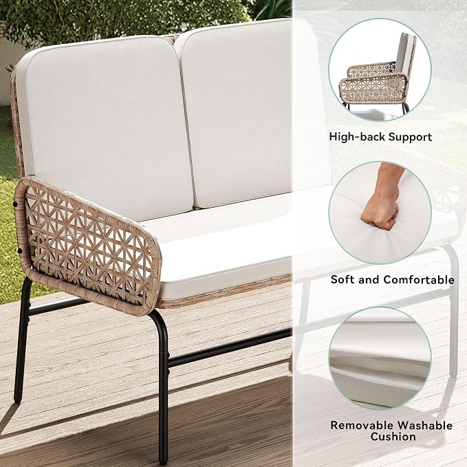YITAHOME Patio Loveseat Wicker Outdoor Furniture, All Weather Rattan - Image 8