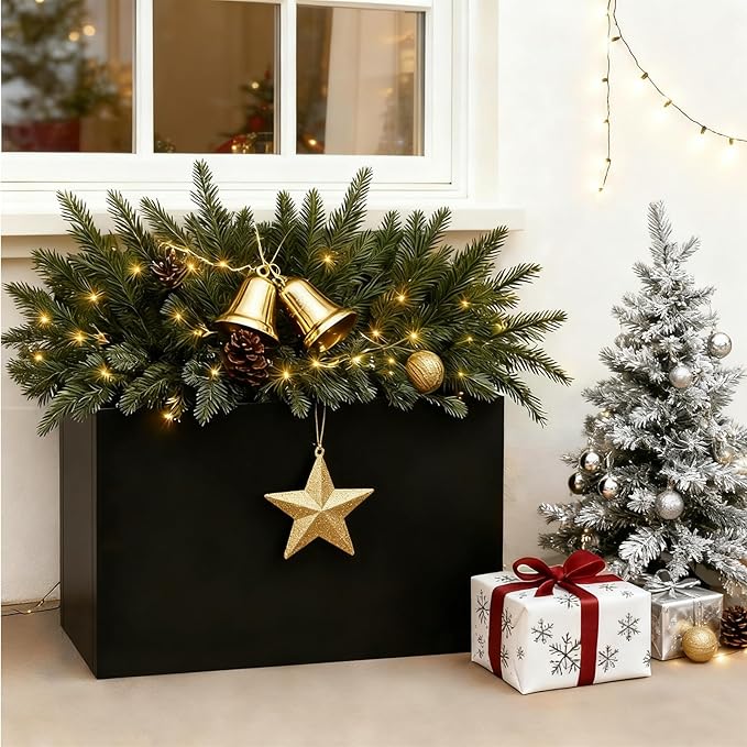 Black Steel Metallic Heavy Planter 36" x 15" x 24" - Image 3