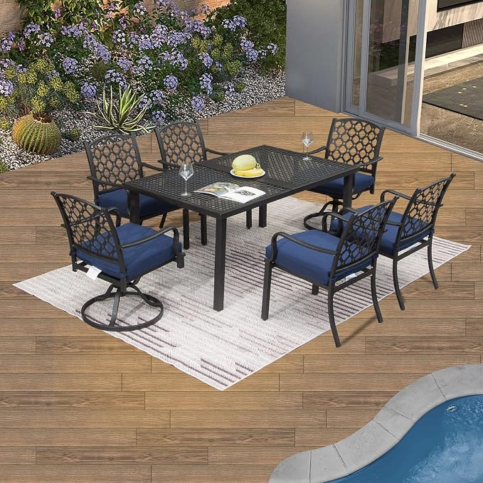 Domi 7 Pieces Patio Dining Sets All-Weather Metal Outdoor Modern Dining Sets - Image 8