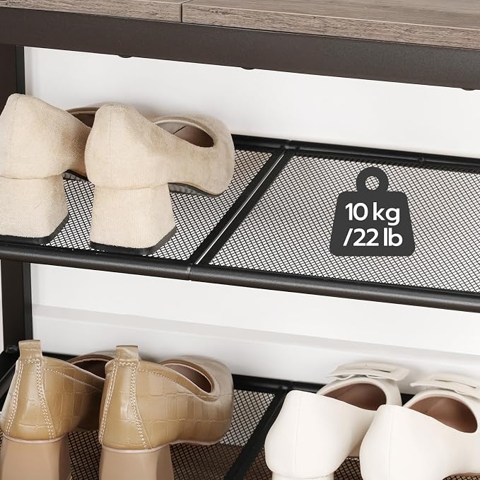 HOOBRO Shoe Bench, 3-Tier Shoe Rack, Industrial Shoe Organizer Storage Bench - Image 6
