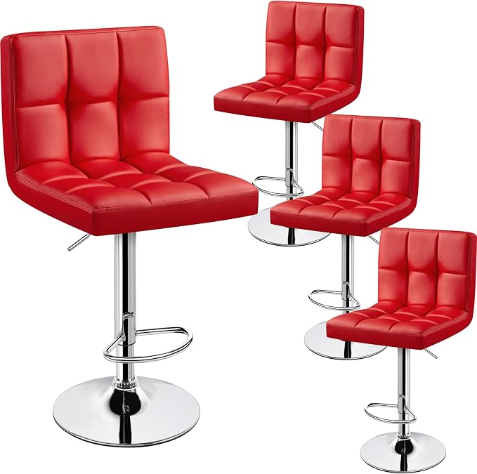 Yaheetech Bar Stools Set of 4, Adjustable PU Leather Swivel Barstools, Modern by Yaheetech