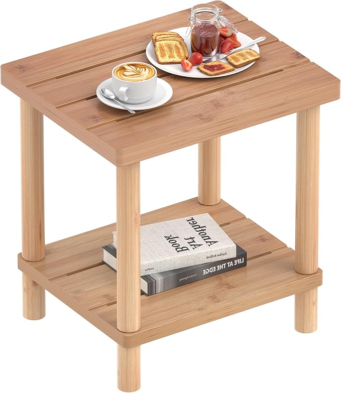 Outdoor Side Table, 2-Tier Small Outdoor Table by LEJANEOYE