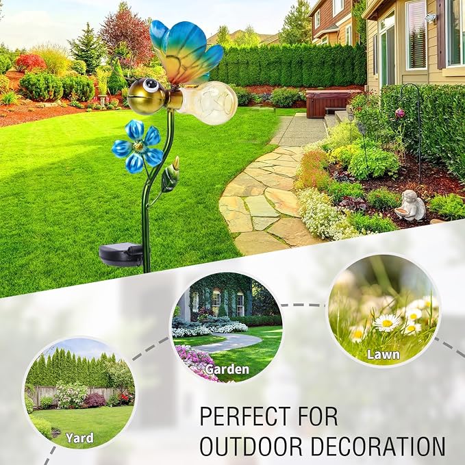 Decorative Solar Lights Outdoor Solar Bee Stake Lights Metal Decorative Garden - Image 4