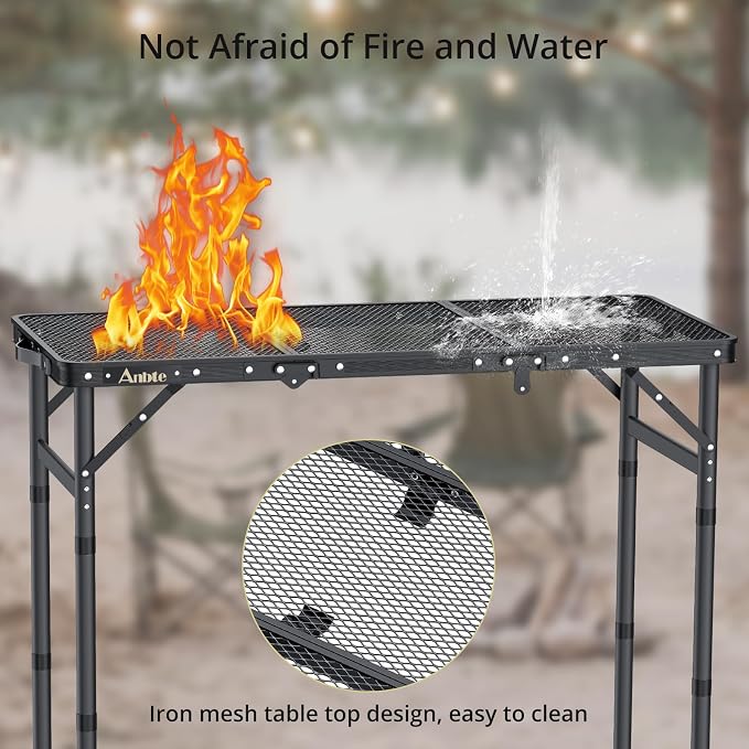 Anbte Folding Grill Table, 3ft Tri-Fold Aluminum Folding Table Adjustable - Image 4
