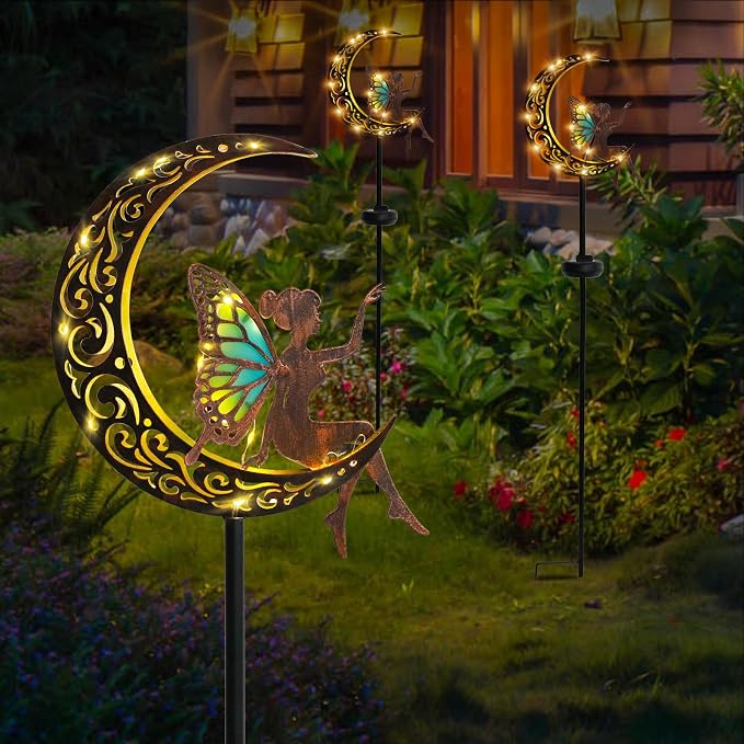 Afirst Solar Garden Lights Outdoor Decor Moon Fairy Stake Lights Waterproof - Image 5