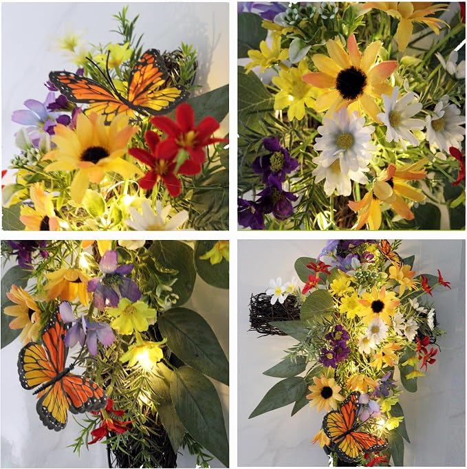 Solar Flower Cross Garden Stake Lights - Image 4