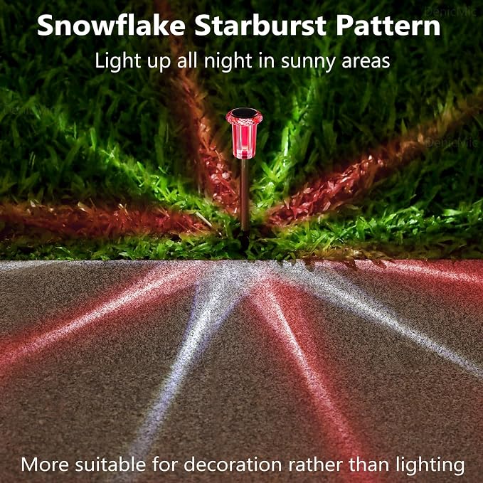 DenicMic Solar Lights Outdoor 10 Pack Waterproof Red White LED Stainless Steel - Image 6