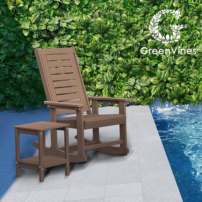 GREENVINES Outdoor Rocking Chairs | Porch Rocker | HDPE Plastic | Wood Grain | - Image 4