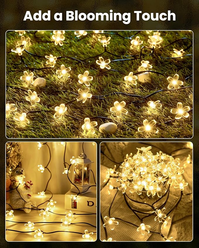 Brightown 60 LED Solar String Lights Flower Outdoor Waterproof Fairy Lights - Image 6