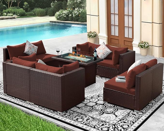 NICESOUL Modern 9 Pcs Patio Sectional Sofa Set - Image 3