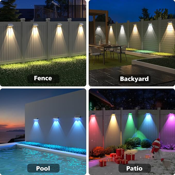 APONUO Solar Fence Lights, IP64 Waterproof, Fence Lights Solar Powered 9 - Image 7