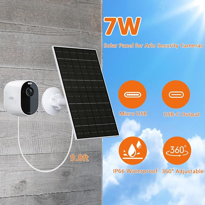 7W Solar Panel for Arlo Essential 2K, Essential XL & Spotlight Cameras - Image 3