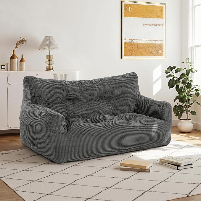 Pamapic 59" Bean Bag Chair, 2 Seat Loveseat Sofa, Ultra Soft Dutch Velvet by Pamapic