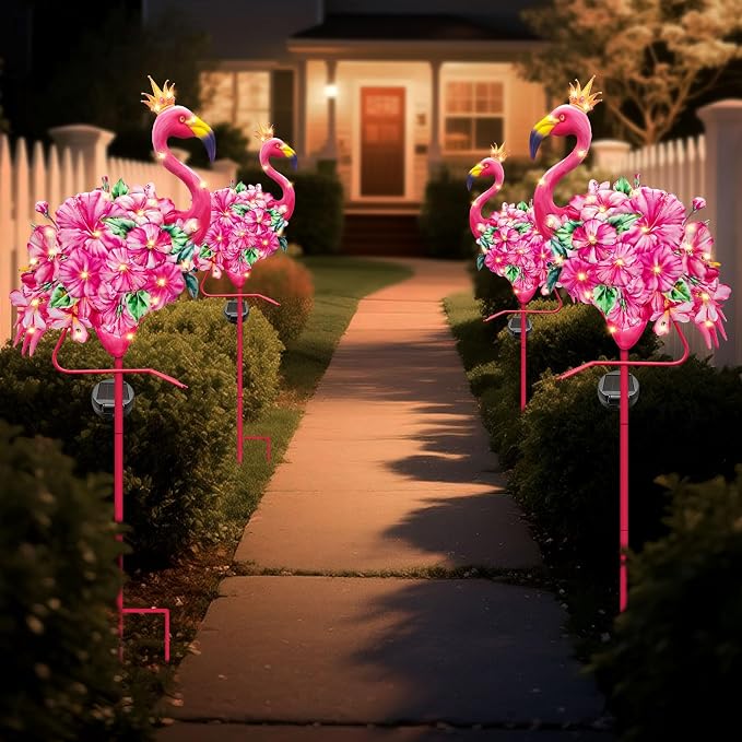 Hexagram Flamingo Yard Decor, Flamingo Solar Lights Outdoor - Image 3