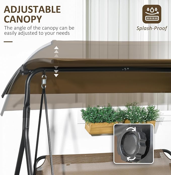 Outsunny 3-Person Porch Swing - Image 3