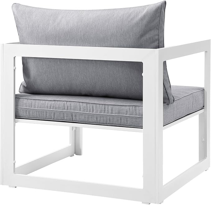 Modway Fortuna Aluminum Outdoor Patio Armchair in White Gray - Image 3