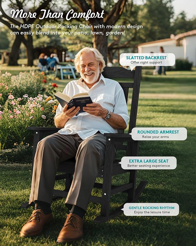 SERWALL HDPE Outdoor Rocking Chair - Image 8