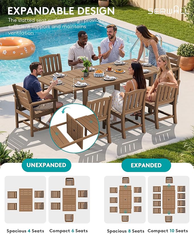 SERWALL Outdoor Expandable Dining Table 60" - Image 4