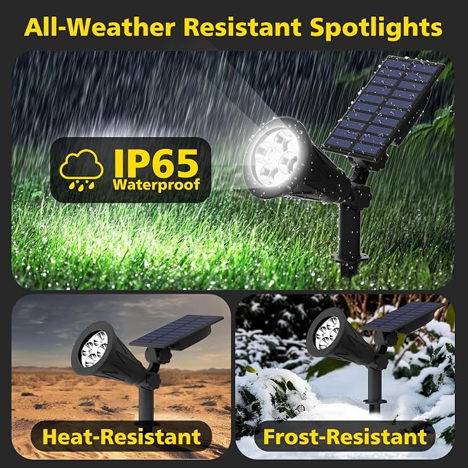 T-SUN Solar Spotlights, 4 LED Solar Powered Landscape Spotlights Waterproof - Image 7