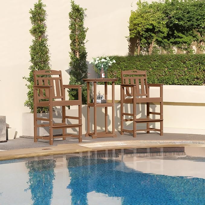 Outdoor Patio Tall Adirondack Bar Chairs Set of 2, All-Weather HDPE Bar Height - Image 6