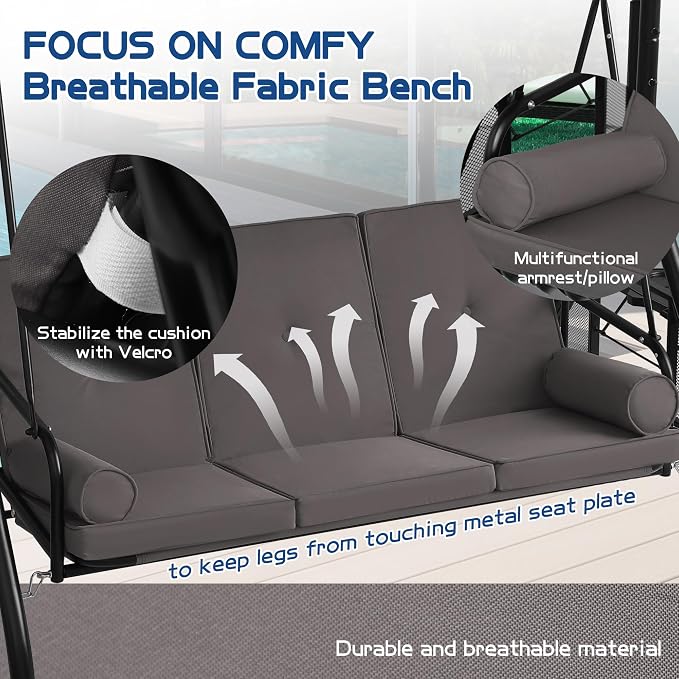 Patio Porch Swings with Adjustable Canopy - Image 2