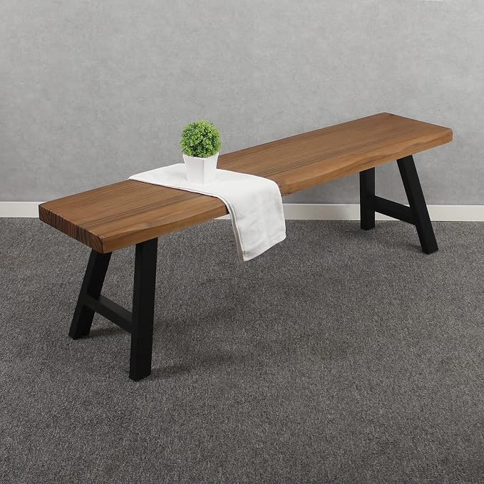 MBQQ 55 inch Outdoor Soild Wood Bench, Patio Picnic Bench, Oil Finished by MBQQ