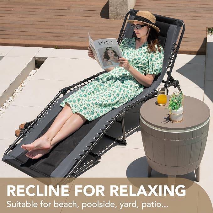 Devoko 4-Fold Padded Portable Folding Outdoor Chaise Lounge Heavy Duty - Image 7