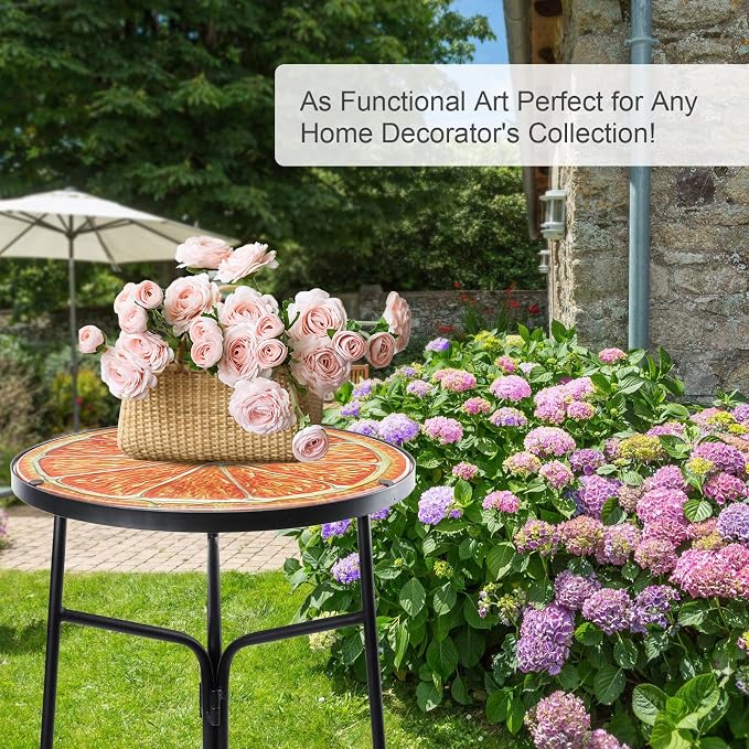 VCUTEKA Patio Side Table Outdoor Accent Table Bistro Coffee Tables Plant End - Image 8