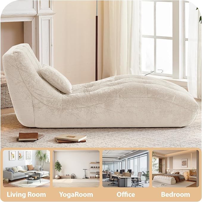 Chaise Lounge Chair with Curved Back, Modern Upholstered Recliner Sofa - Image 7